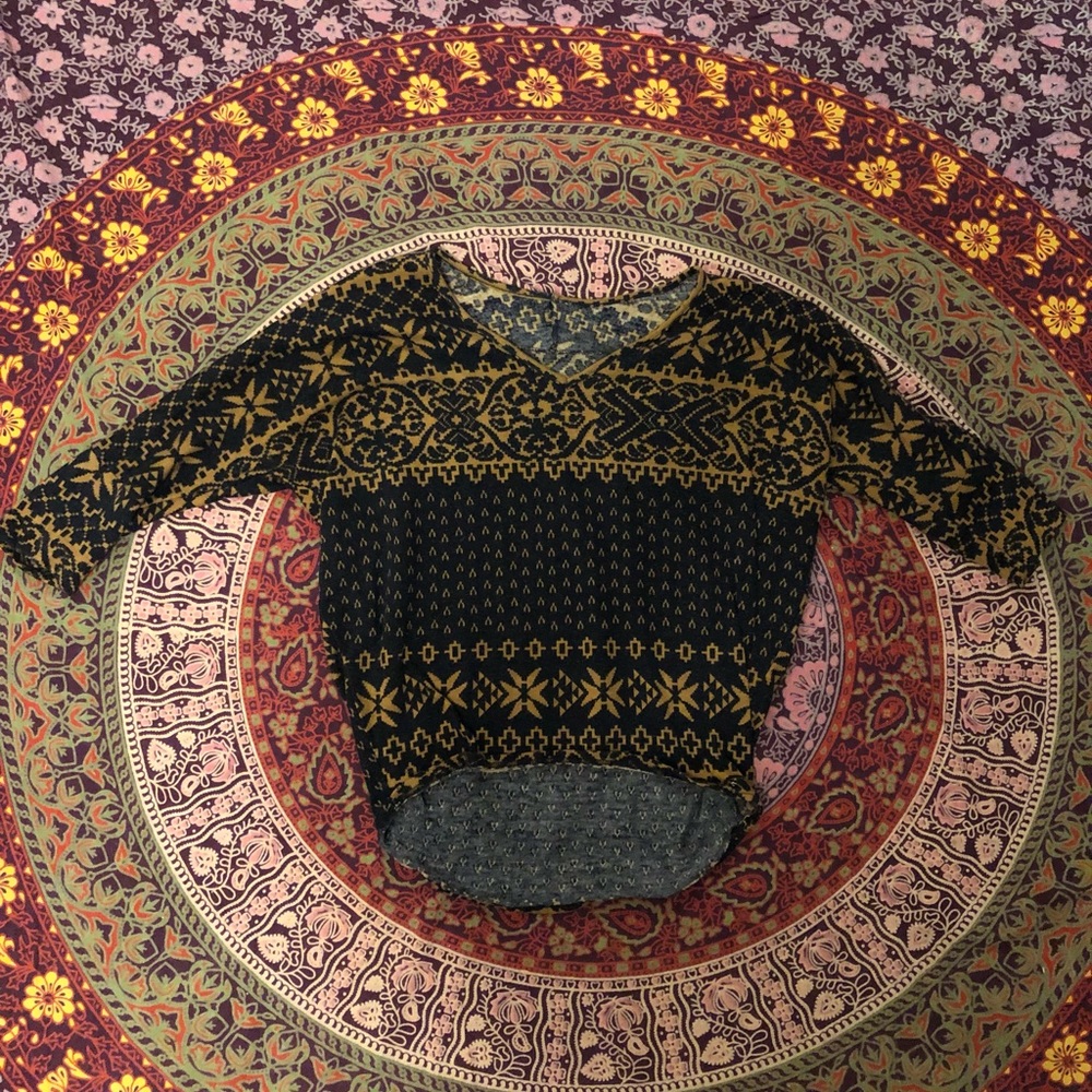 Blue and brown pattern shirt